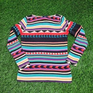 Rainbow Stripes Knit Style Sweater Womens XS/S 15x22 Cropped